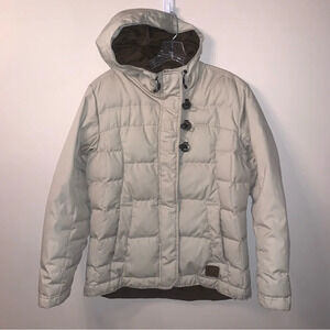 Sorel Cream Brown Winter Hooded Jacket Down Filled S